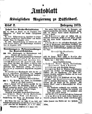 Amtsblatt für den Regierungsbezirk Düsseldorf Samstag 9. Januar 1875