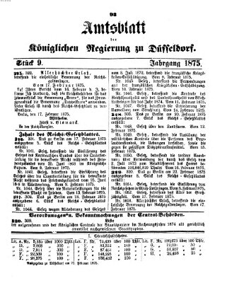 Amtsblatt für den Regierungsbezirk Düsseldorf Samstag 27. Februar 1875