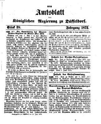 Amtsblatt für den Regierungsbezirk Düsseldorf Samstag 19. Juni 1875