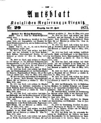 Amts-Blatt der Preußischen Regierung zu Liegnitz Samstag 17. Juli 1875