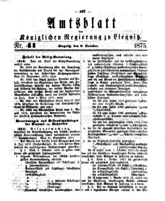 Amts-Blatt der Preußischen Regierung zu Liegnitz Samstag 9. Oktober 1875