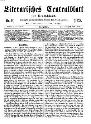 Literarisches Zentralblatt für Deutschland Samstag 27. Februar 1875