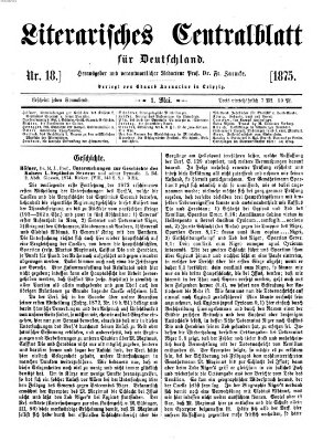 Literarisches Zentralblatt für Deutschland Samstag 1. Mai 1875