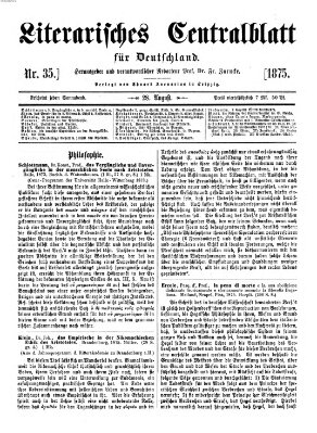 Literarisches Zentralblatt für Deutschland Samstag 28. August 1875