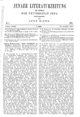 Jenaer Literaturzeitung Samstag 9. Januar 1875