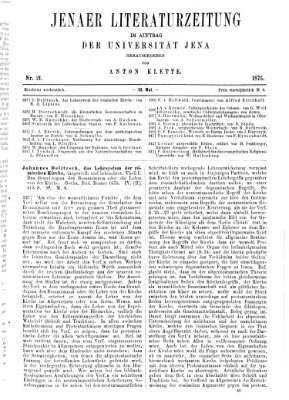 Jenaer Literaturzeitung Samstag 22. Mai 1875