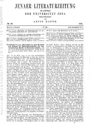 Jenaer Literaturzeitung Samstag 17. Juli 1875