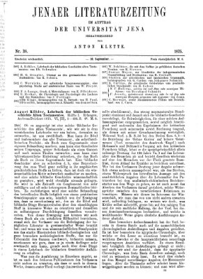 Jenaer Literaturzeitung Samstag 18. September 1875