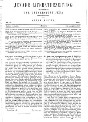 Jenaer Literaturzeitung Samstag 4. Dezember 1875