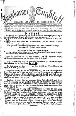Augsburger Tagblatt Donnerstag 18. November 1875