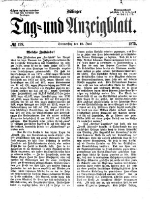 Dillinger Tag- und Anzeigeblatt (Tagblatt für die Städte Dillingen, Lauingen, Höchstädt, Wertingen und Gundelfingen) Donnerstag 10. Juni 1875