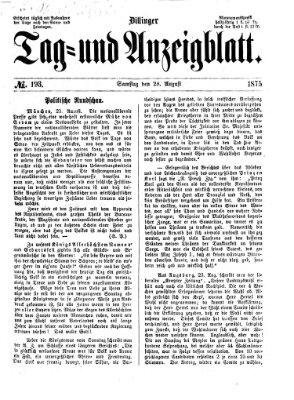 Dillinger Tag- und Anzeigeblatt (Tagblatt für die Städte Dillingen, Lauingen, Höchstädt, Wertingen und Gundelfingen) Samstag 28. August 1875