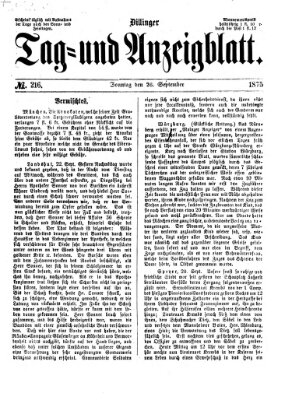 Dillinger Tag- und Anzeigeblatt (Tagblatt für die Städte Dillingen, Lauingen, Höchstädt, Wertingen und Gundelfingen) Sonntag 26. September 1875