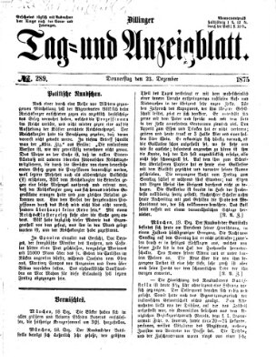 Dillinger Tag- und Anzeigeblatt (Tagblatt für die Städte Dillingen, Lauingen, Höchstädt, Wertingen und Gundelfingen) Donnerstag 23. Dezember 1875