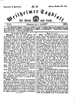 Weilheimer Tagblatt für Stadt und Land Samstag 6. Februar 1875