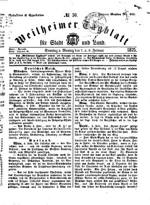 Weilheimer Tagblatt für Stadt und Land Sonntag 7. Februar 1875