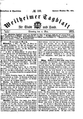 Weilheimer Tagblatt für Stadt und Land Dienstag 4. Mai 1875