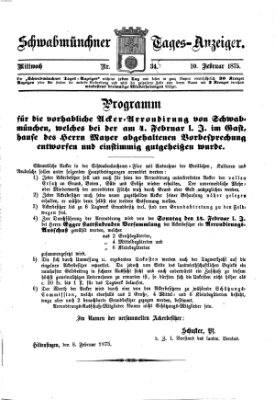 Schwabmünchner Tages-Anzeiger Mittwoch 10. Februar 1875