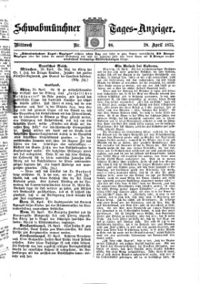 Schwabmünchner Tages-Anzeiger Mittwoch 28. April 1875