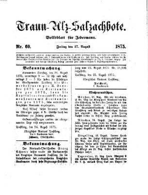 Traun-Alz-Salzachbote Freitag 27. August 1875