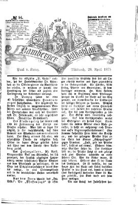 Bamberger Volksblatt Mittwoch 28. April 1875