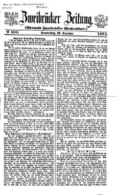 Zweibrücker Zeitung (Zweibrücker Wochenblatt) Donnerstag 23. Dezember 1875