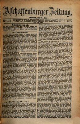 Aschaffenburger Zeitung Mittwoch 21. Juli 1875