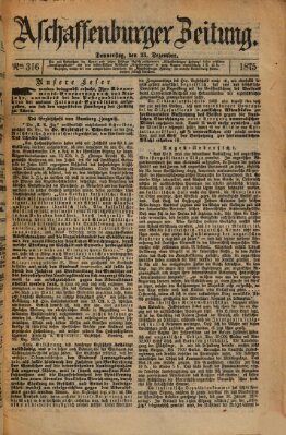 Aschaffenburger Zeitung Donnerstag 23. Dezember 1875