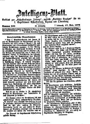 Aschaffenburger Zeitung Mittwoch 17. November 1875