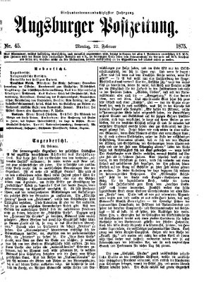 Augsburger Postzeitung Montag 22. Februar 1875
