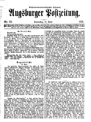 Augsburger Postzeitung Donnerstag 29. April 1875