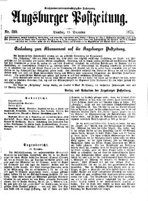 Augsburger Postzeitung Dienstag 21. Dezember 1875