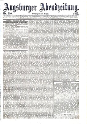 Augsburger Abendzeitung Dienstag 10. August 1875