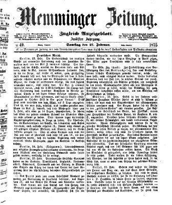 Memminger Zeitung Samstag 27. Februar 1875