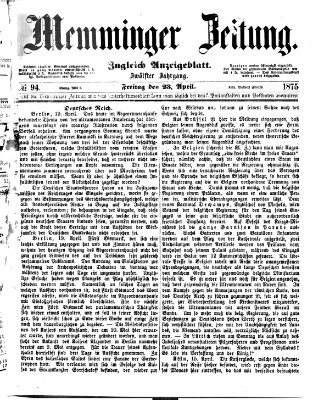 Memminger Zeitung Freitag 23. April 1875