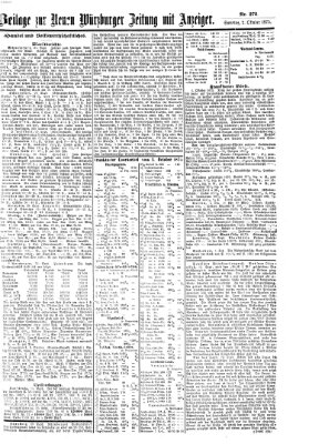 Neue Würzburger Zeitung Samstag 2. Oktober 1875