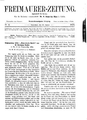 Freimaurer-Zeitung Samstag 23. Januar 1875