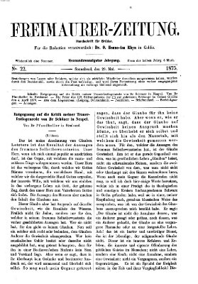Freimaurer-Zeitung Samstag 29. Mai 1875