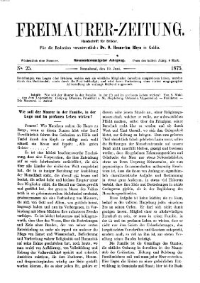 Freimaurer-Zeitung Samstag 19. Juni 1875