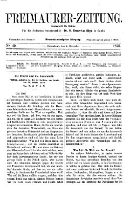 Freimaurer-Zeitung Samstag 4. Dezember 1875