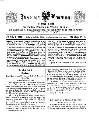 Preußisches Handels-Archiv Freitag 25. Juni 1875
