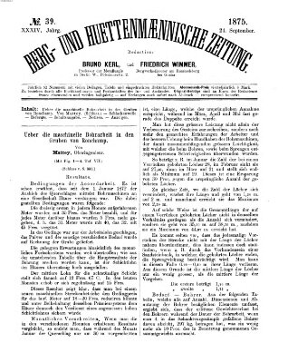 Berg- und hüttenmännische Zeitung Freitag 24. September 1875