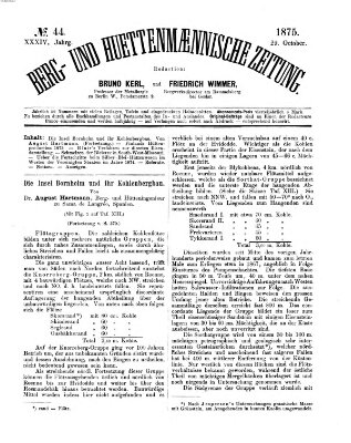 Berg- und hüttenmännische Zeitung Freitag 29. Oktober 1875