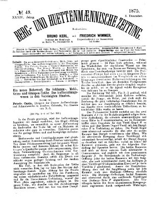 Berg- und hüttenmännische Zeitung Freitag 3. Dezember 1875