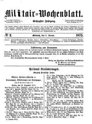 Militär-Wochenblatt Mittwoch 6. Januar 1875