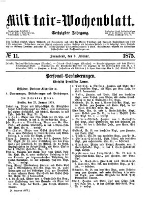 Militär-Wochenblatt Samstag 6. Februar 1875