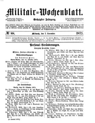 Militär-Wochenblatt Mittwoch 3. November 1875