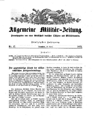 Allgemeine Militär-Zeitung Mittwoch 28. April 1875