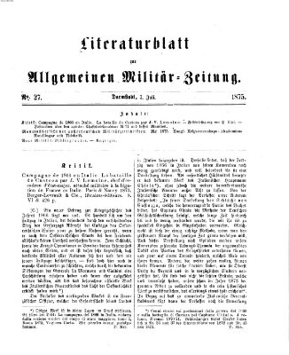 Allgemeine Militär-Zeitung Mittwoch 7. Juli 1875