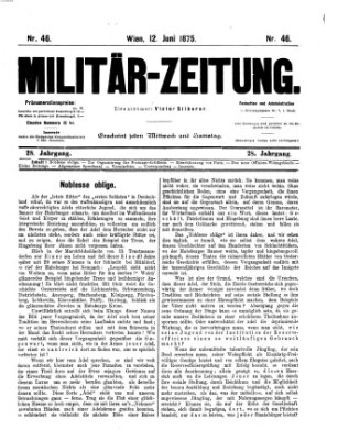 Militär-Zeitung Samstag 12. Juni 1875
